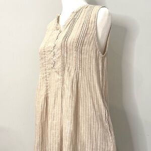 Lucky Brand Beige Striped Sleeveless Dress